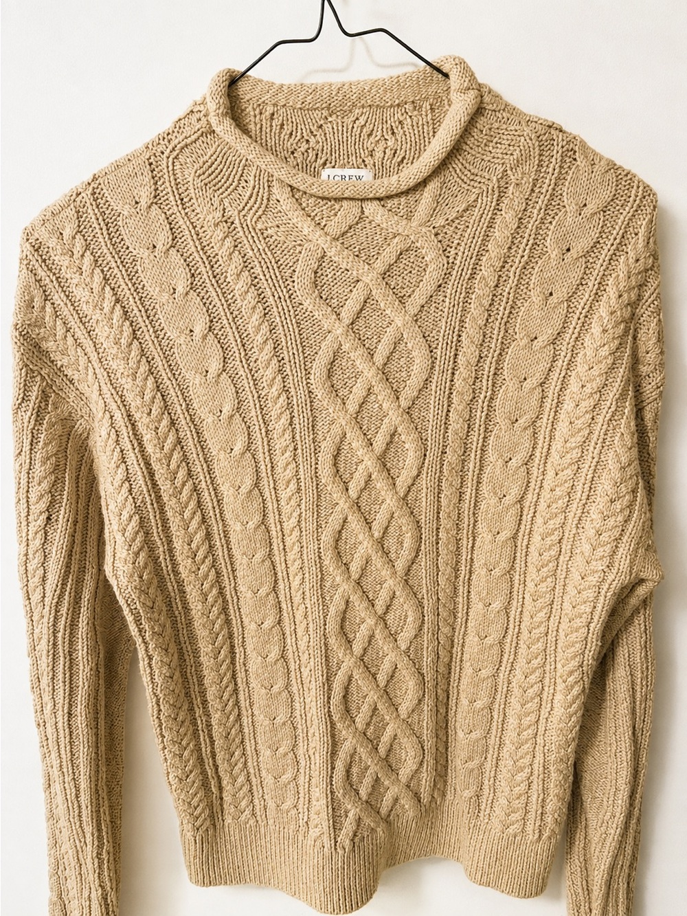 J. Crew Women's Cream Cable-Knit Turtleneck Sweater